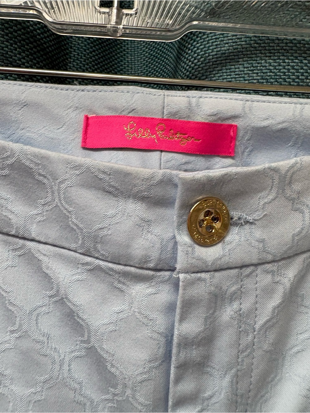 Lilly Pulitzer Textured Baby Blue Kelly Skinny Ankle Pants Size 4 - Picture 4 of 9